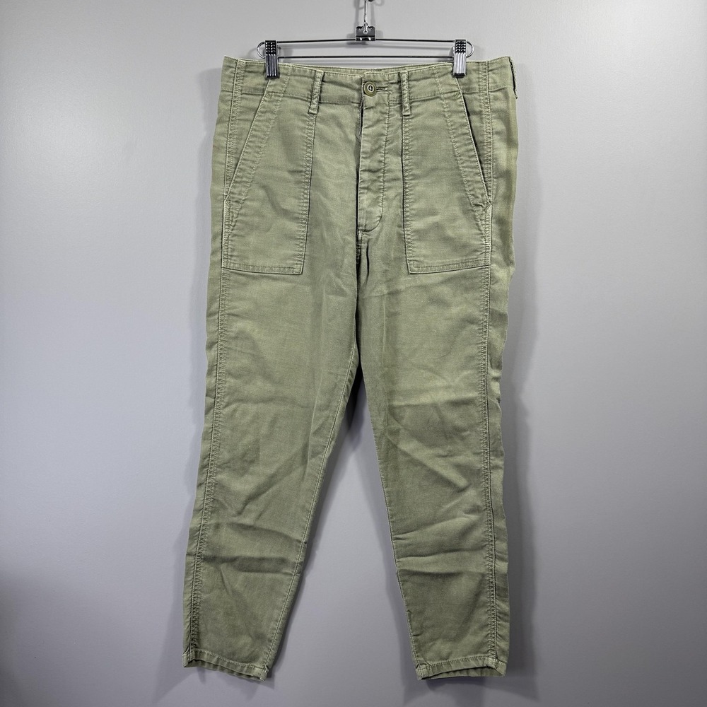 The Great Pants Womens 26 Green Twill Chino Tapered Cropped Relaxed Utility